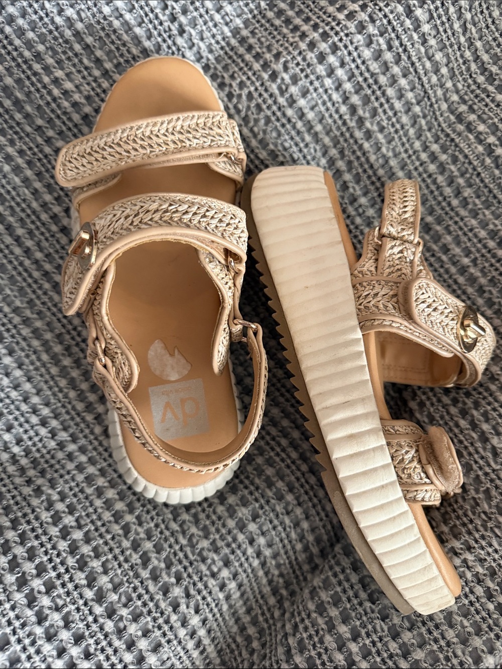 Dolce vita Beige Braided Platform Sandals